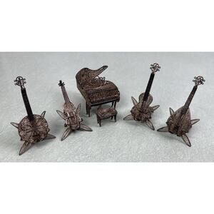 Antique French Sterling Silver Filigree Mini Instrument Dollhouse Vintage Art